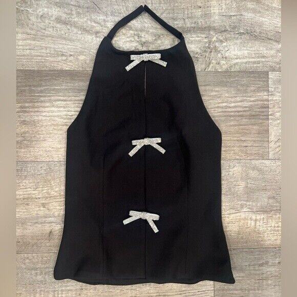 ZARA Blogger Fave Fitted Halter Top NWT | Bow Detail | Black - Picture 15 of 16